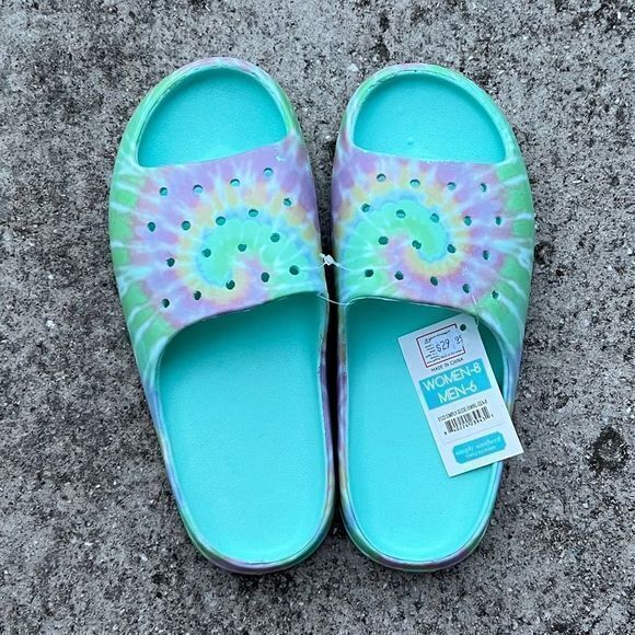 NWT Sz Womens 8/Mens 6 Simply Southern Swirl Sea Green Unisex Slides - Picture 1 of 5